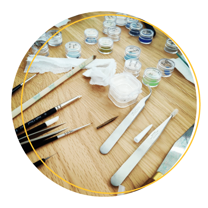 Outils et émaux atelier d'émail